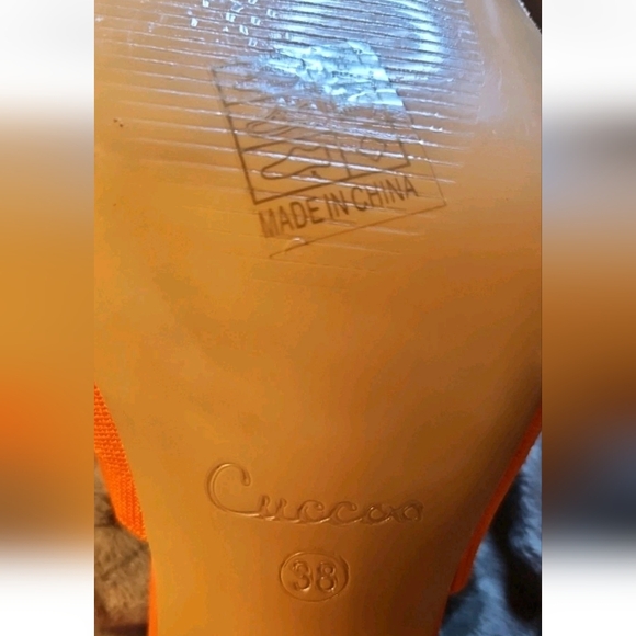 Women's Orange Cuccoo Block Heel Square Toe Slide Shoes Size 38 EU Pre-owned - Picture 5 of 12